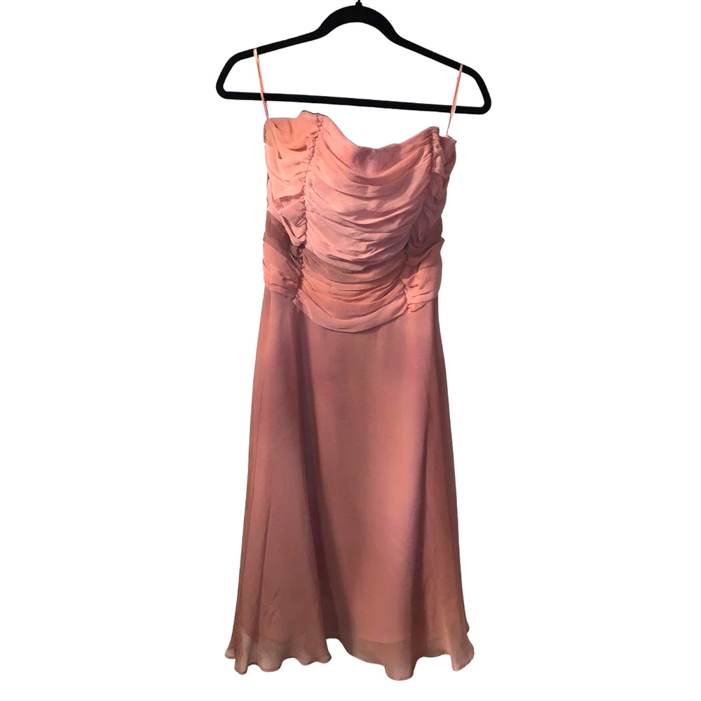 Bloomingdale's Women's Fairy Silk Strapless Dress Size 8 Rose Pink Retro Party